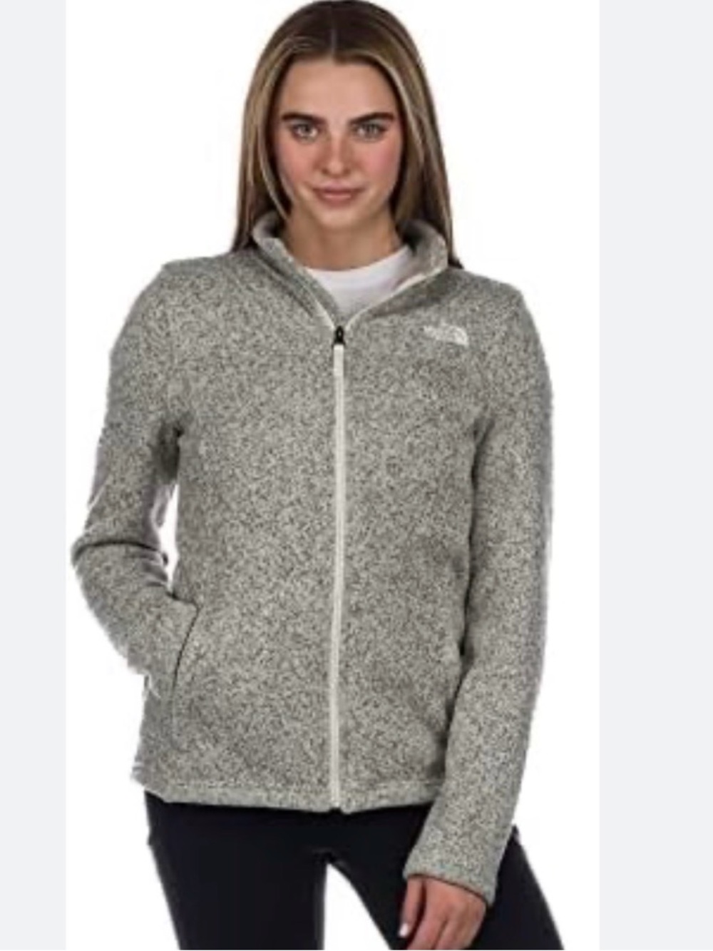 The North Face Maggy sweater fleece Heathered Gray Large Hooded